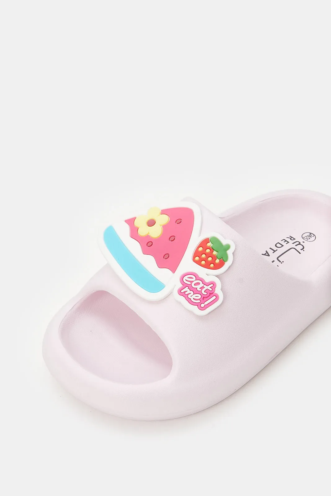 Girls Pink Embossed Patch Slide