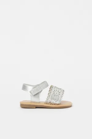 Girls Silver Laser Cut Sandal