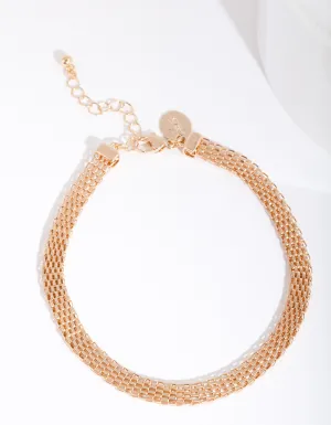 Gold 6mm Flat Mesh Chain Anklet