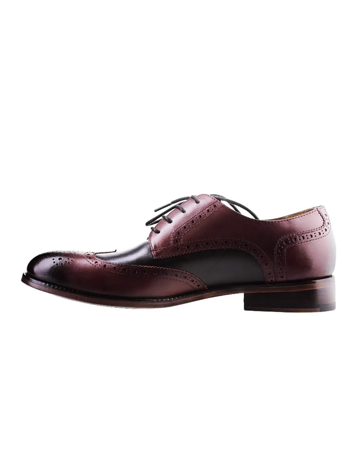 Heimdall Loki Wingtip Derby Two Tone Black Dark Burgundy