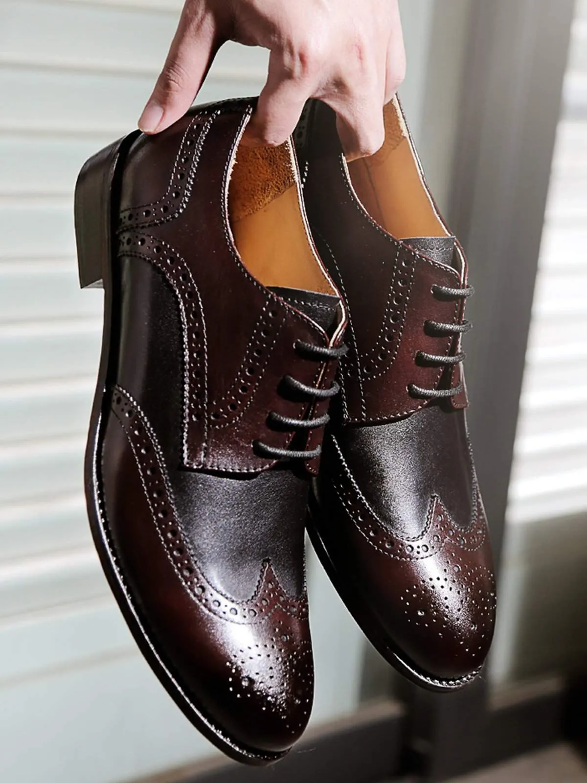 Heimdall Loki Wingtip Derby Two Tone Black Dark Burgundy