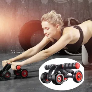 HT01 Automatic Rebound Four-Wheel Silent Abdominal Wheel Exercise Fitness Equipment, Specification:with Kneeling Pad   Brake Pads