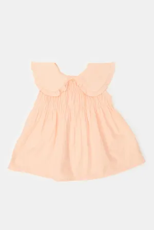 Infant Girls Peach Dobby Blouse