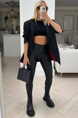 kelsey Black Pu high waisted leggings