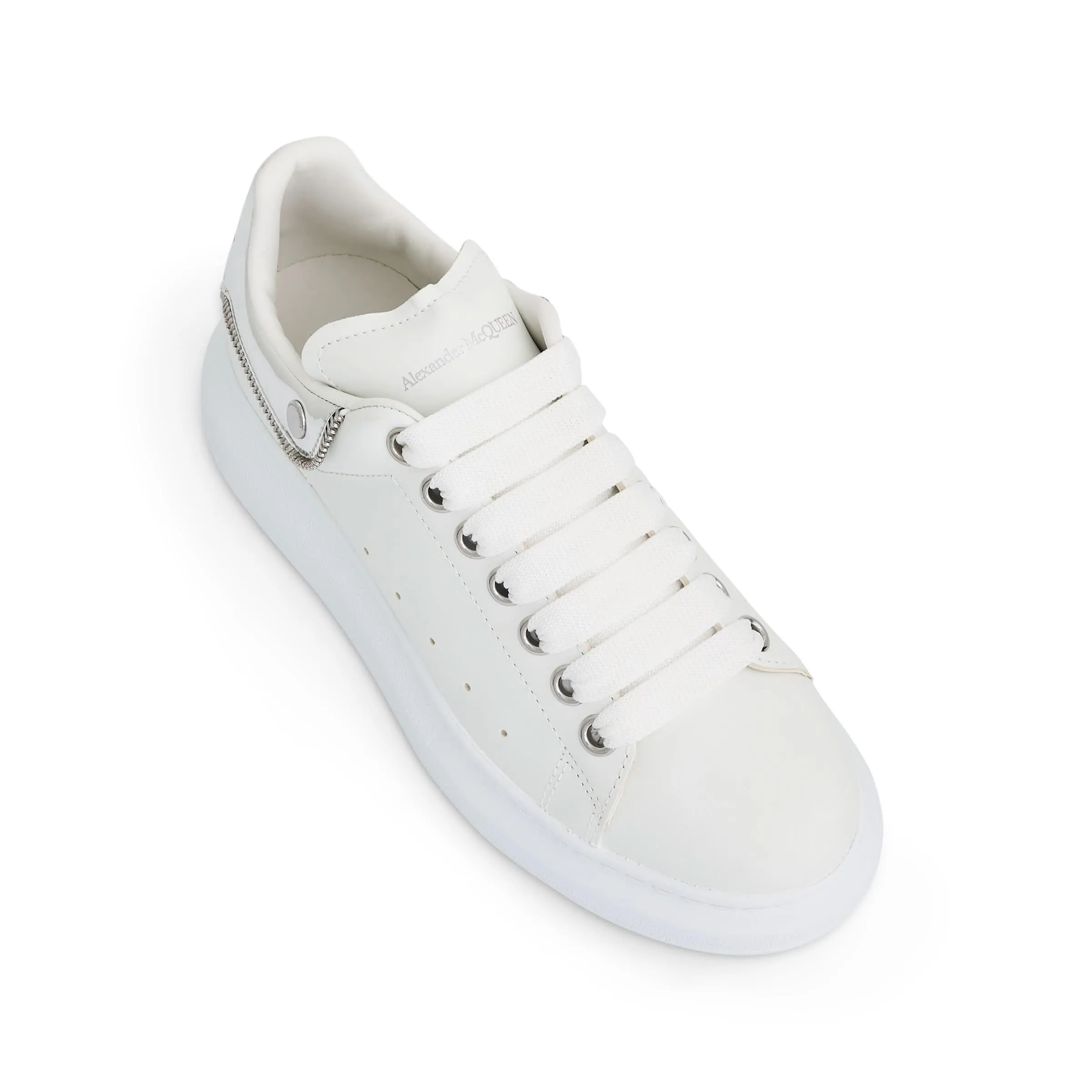 Larry Oversized Mirror Sneaker in White/Silver