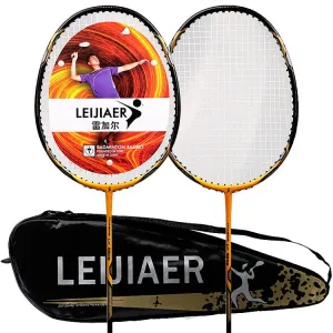 LEIJIAER 8502 Carbon Composite Badminton Racket   4 Sweatbands Set for Adults