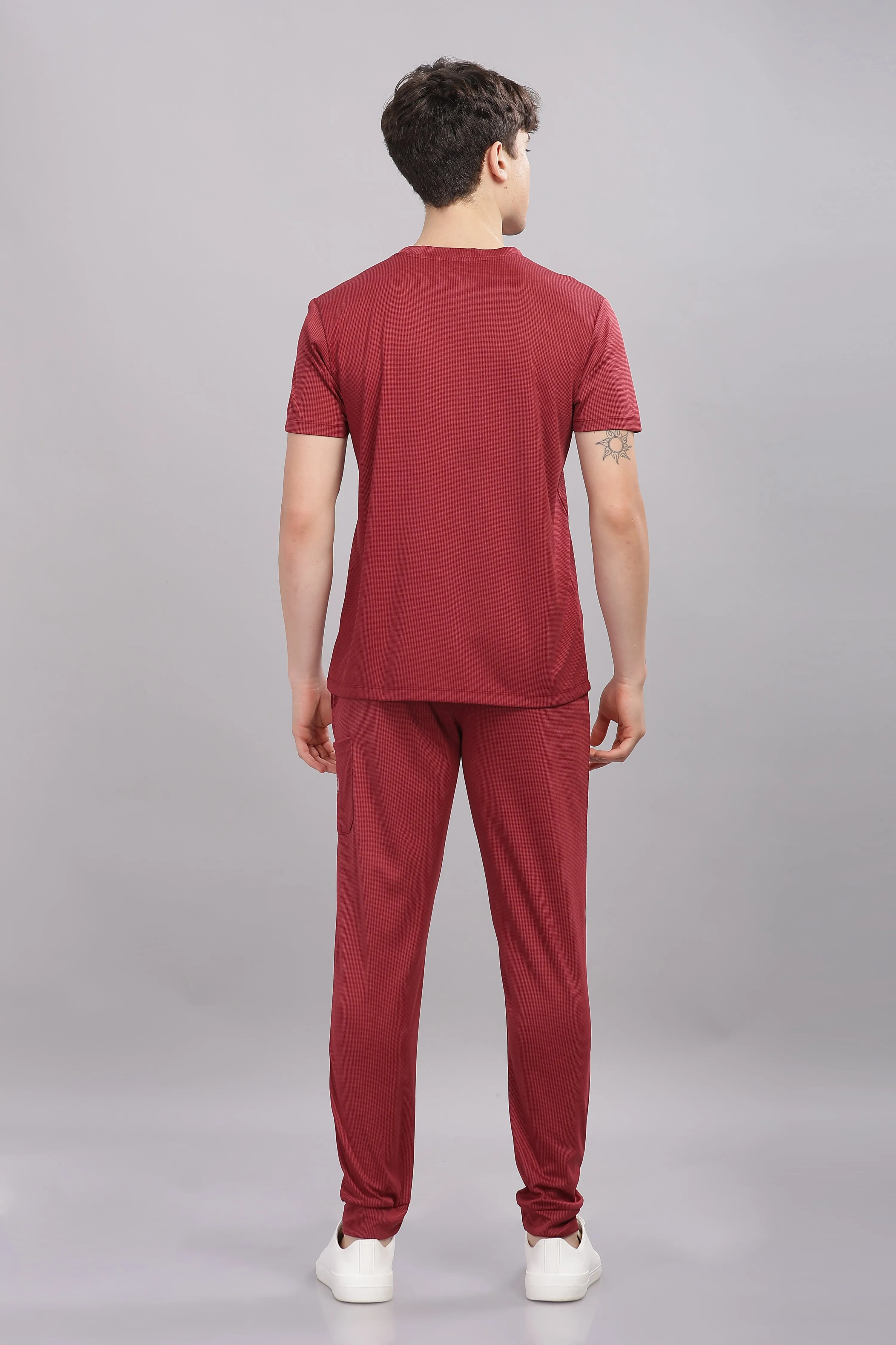 Lightweight Wrinkle Resistant Polyester Co-Ord Set for Men (Red)- Domin8