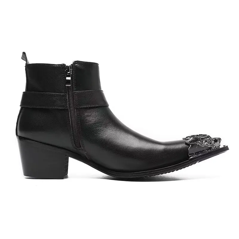 LuxeZip Genuine Leather Zipper Dress Boots