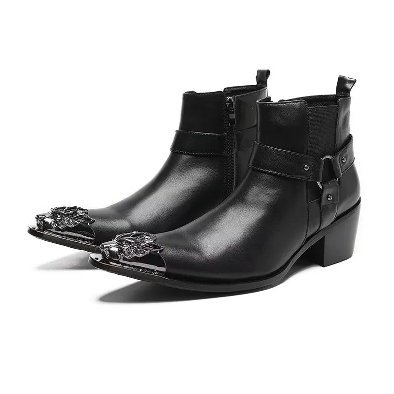 LuxeZip Genuine Leather Zipper Dress Boots