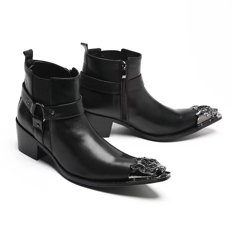 LuxeZip Genuine Leather Zipper Dress Boots