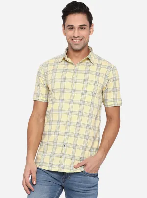 Mellow Yellow Checked Slim Fit Semi Casual Shirt | JadeBlue