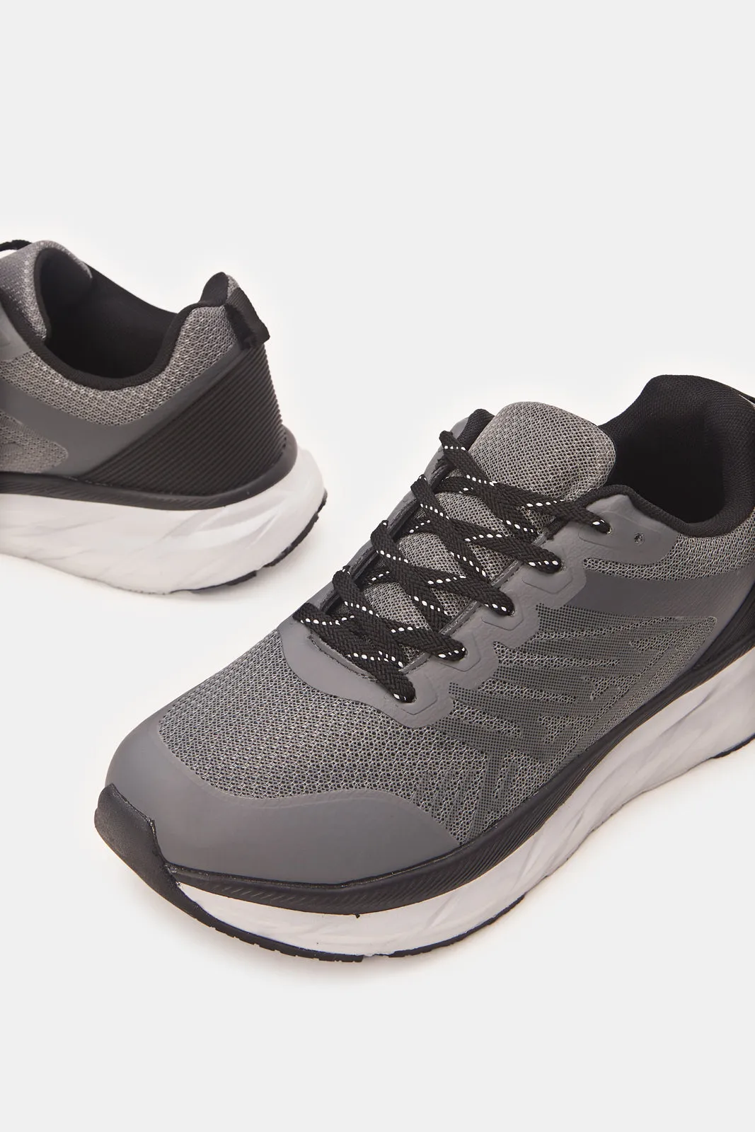 Men Grey Material Block Trainers