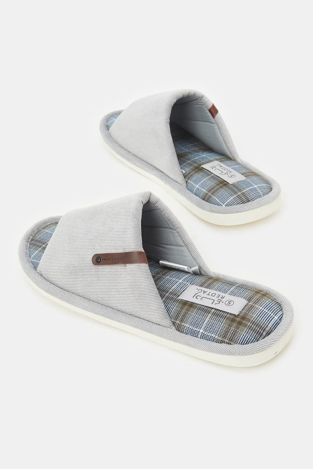 Men Grey Open Toe Slipper