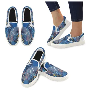 Men's Aquatic Paint Splatter Print Canvas Slip-on Shoes