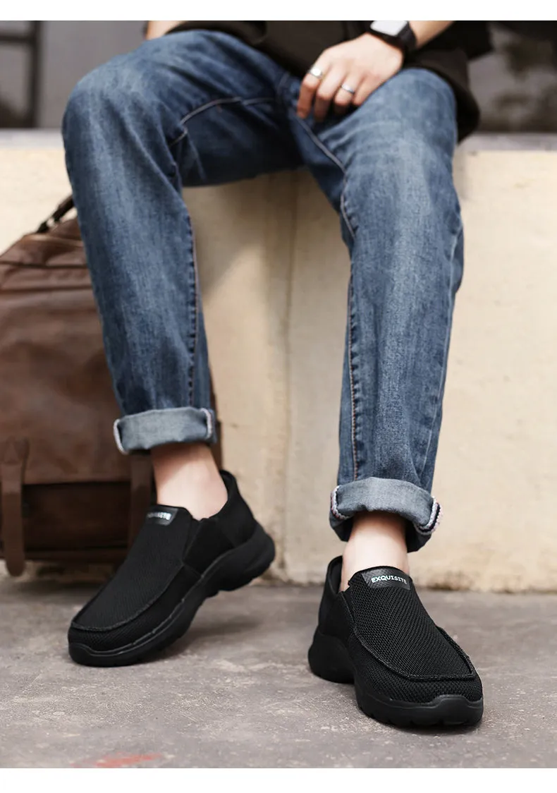 Men's Walking Shoes Slip on Loafers Lightweight Knit Comfortable  Casual Shoes