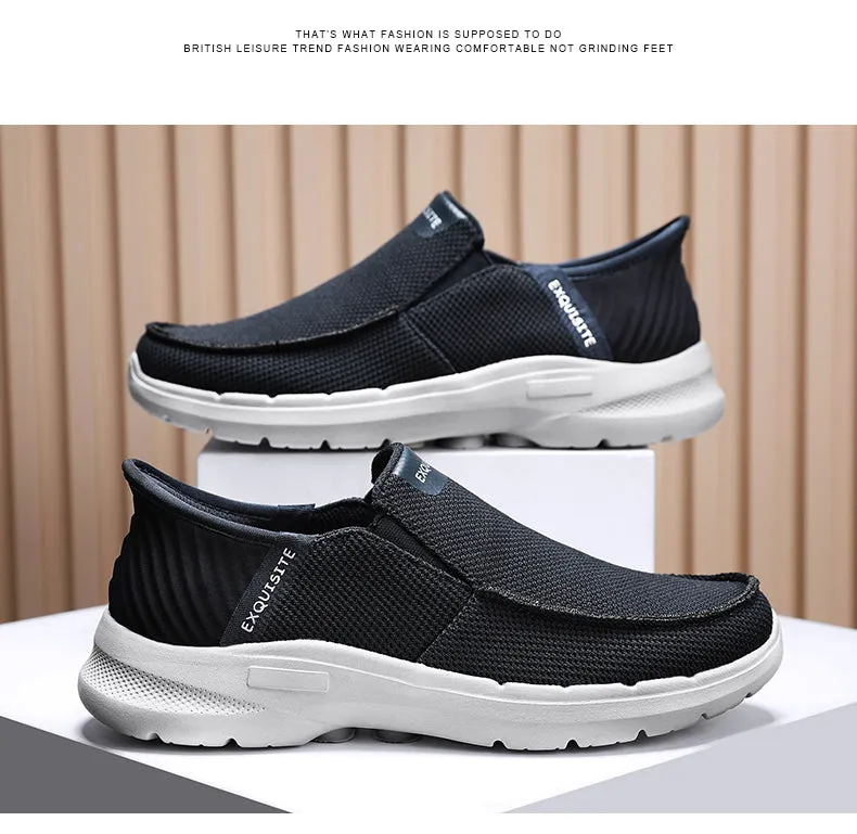 Men's Walking Shoes Slip on Loafers Lightweight Knit Comfortable  Casual Shoes