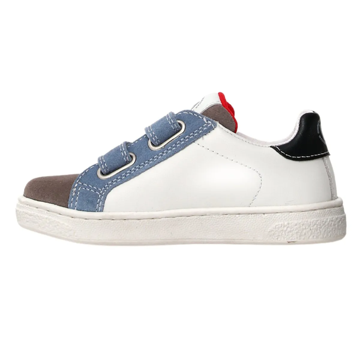 Naturino Boy's (Sizes 27-32) Pinn VL White Leather/Grey Toe/Red Star