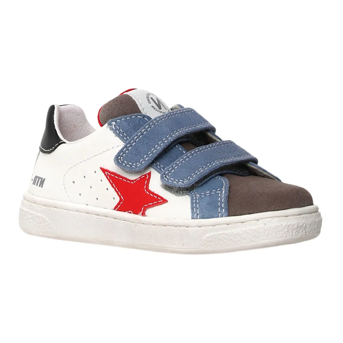 Naturino Boy's (Sizes 27-32) Pinn VL White Leather/Grey Toe/Red Star