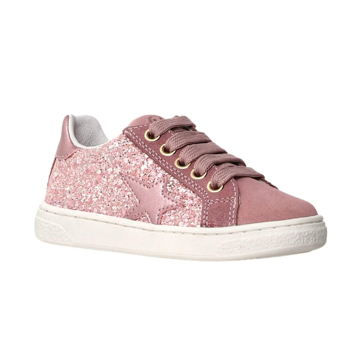 Naturino Girl's (Sizes 27-35) Pinn Zip Pink Glitter/Star Sneaker