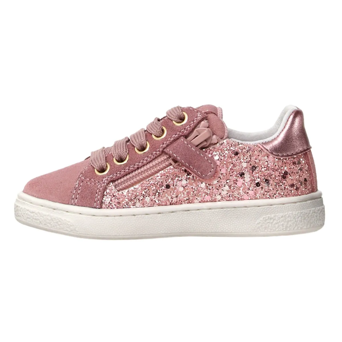 Naturino Girl's (Sizes 27-35) Pinn Zip Pink Glitter/Star Sneaker