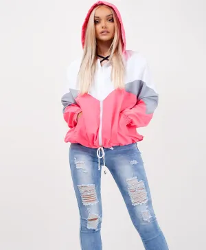 Neon Pink Colour Block Windbreaker Festival Jacket