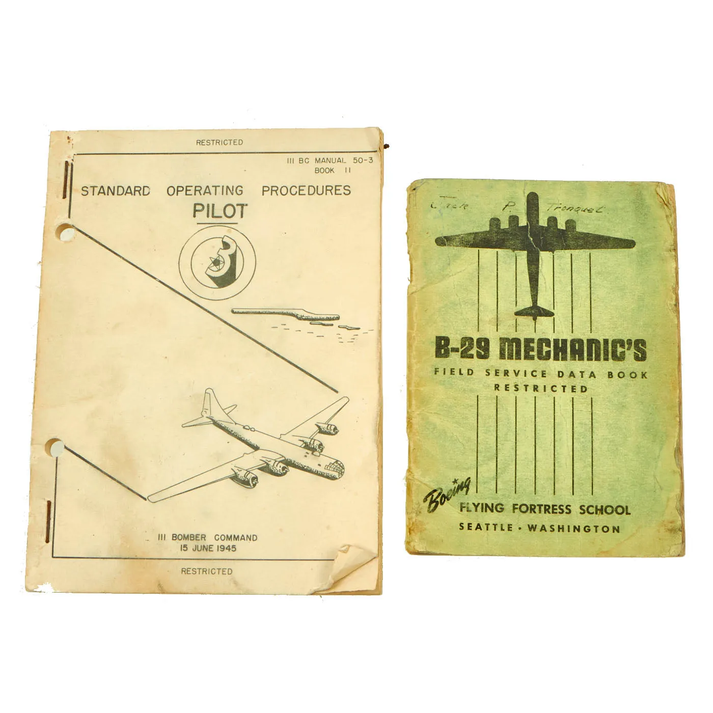 Original U.S. WWII & Korean War B-29 Bomber Series Flight Manuals and Guidelines With Load Adjuster Tool - 9 Items