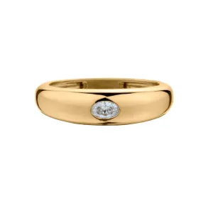 OVAL DIAMOND BEZEL SET DOMED RING