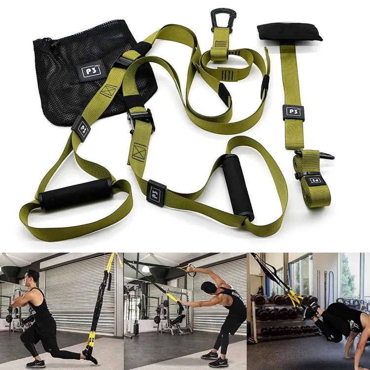 P3-2 Adjustable Fitness Exercise Hanging Pulling Rope TRP3X Wall Pulley Yoga Belt, Main Belt: 1.4m, 1.9m After Adjusted, Sports Version(Army Green)