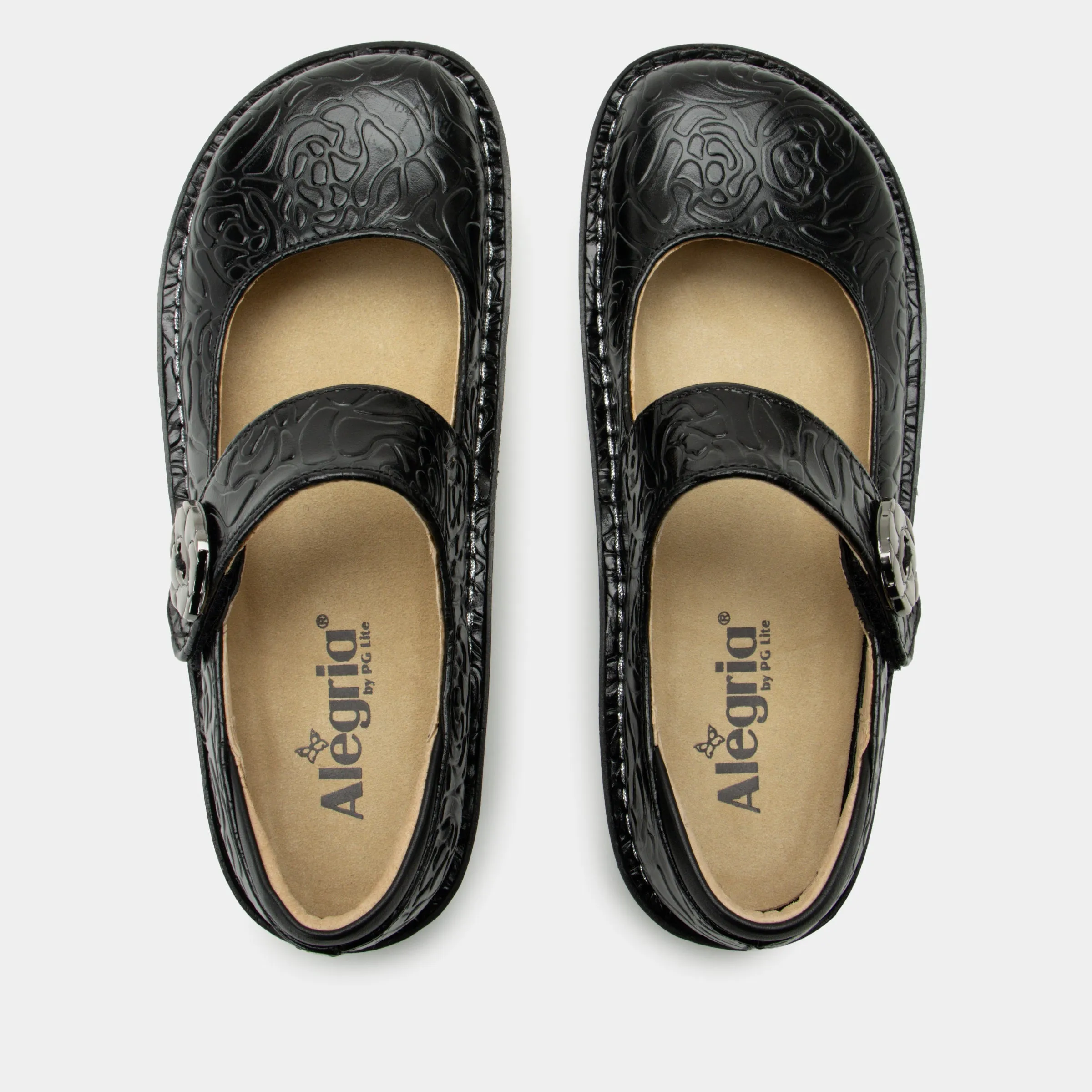 Paloma Black Embossed Rose Mary Jane