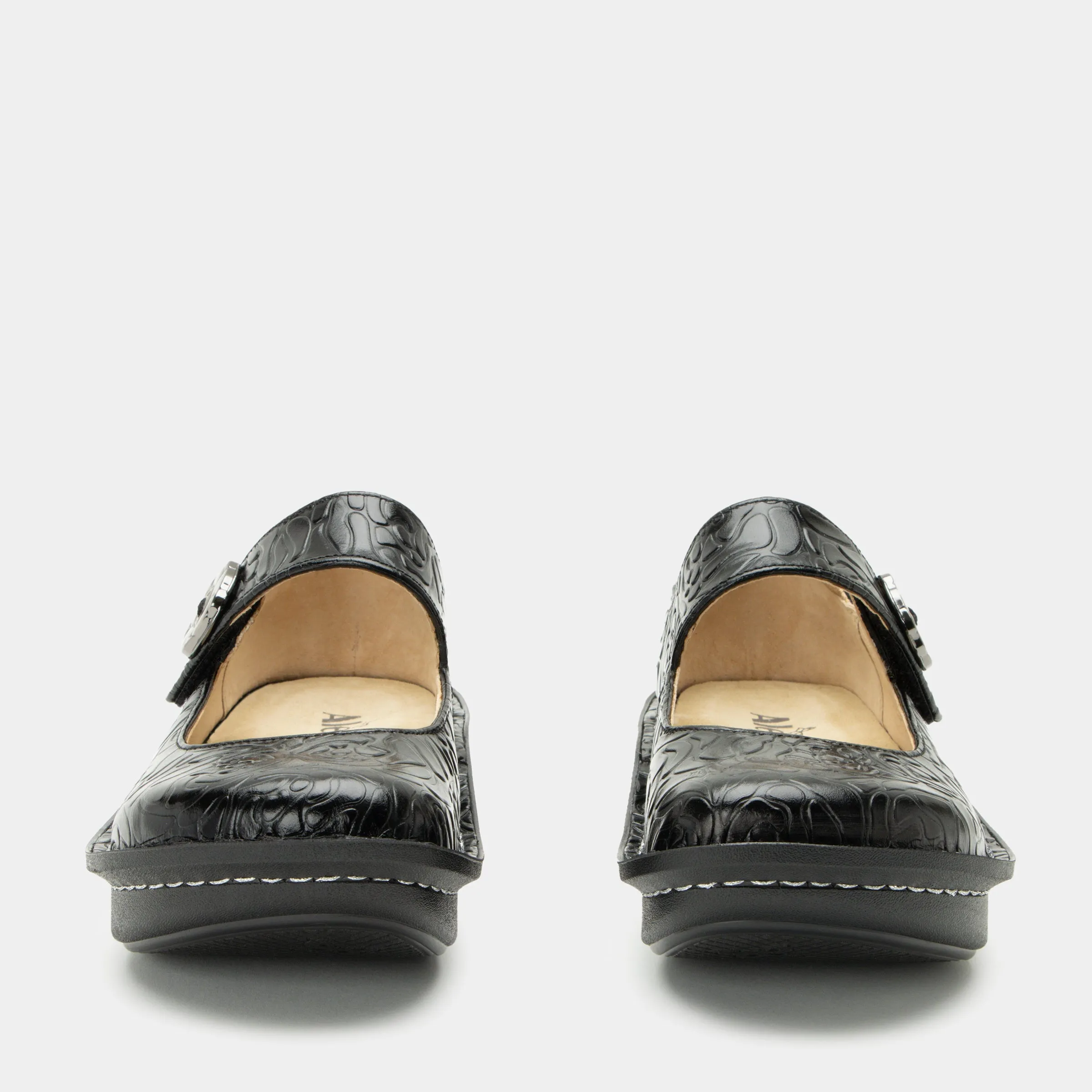 Paloma Black Embossed Rose Mary Jane