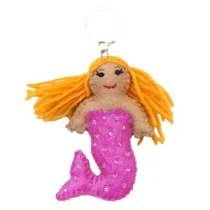 Pink Felt Mermaid Key Chain Global Groove (A)