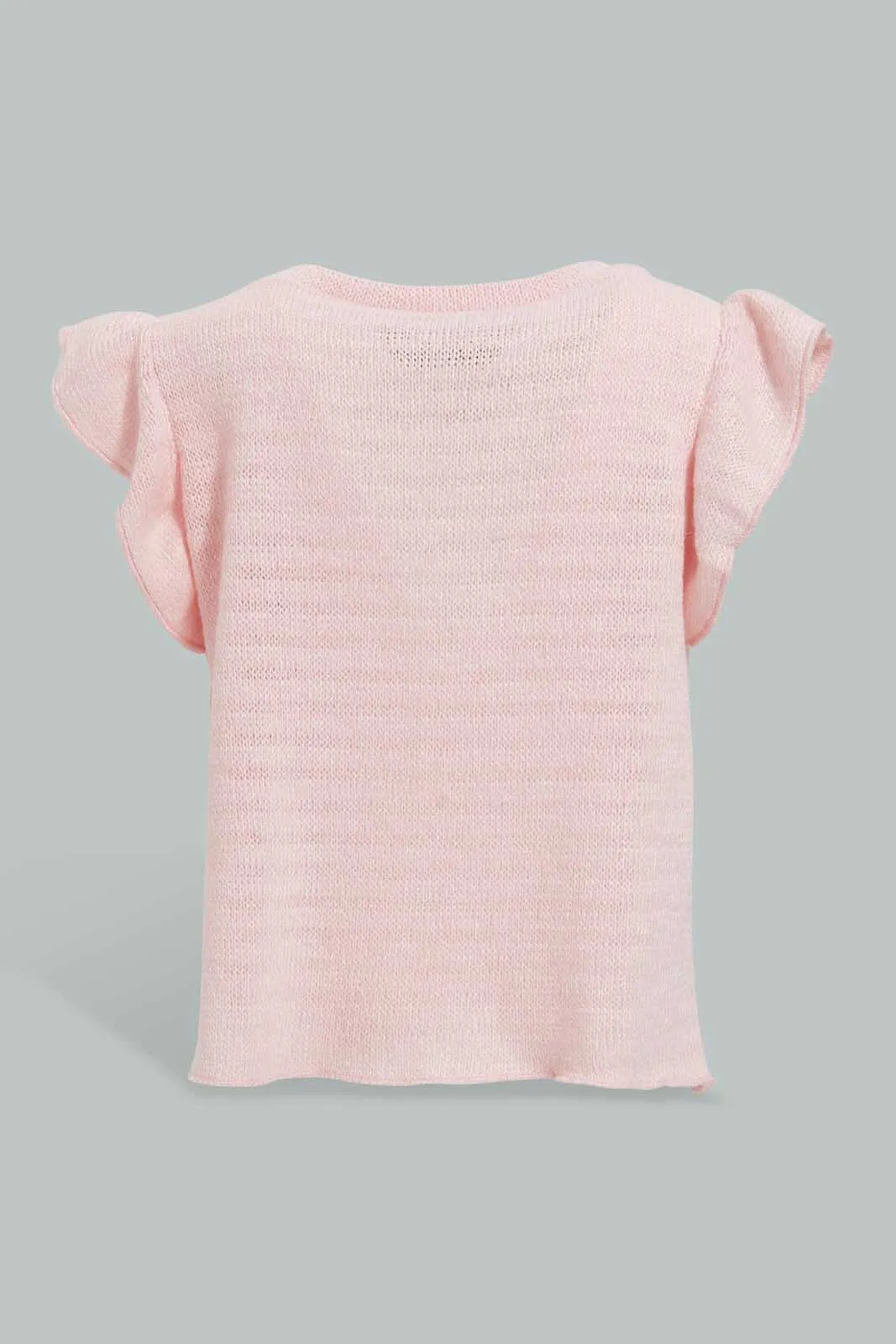 Pink Ruffled Sleeve T-Shirt For Baby Girls