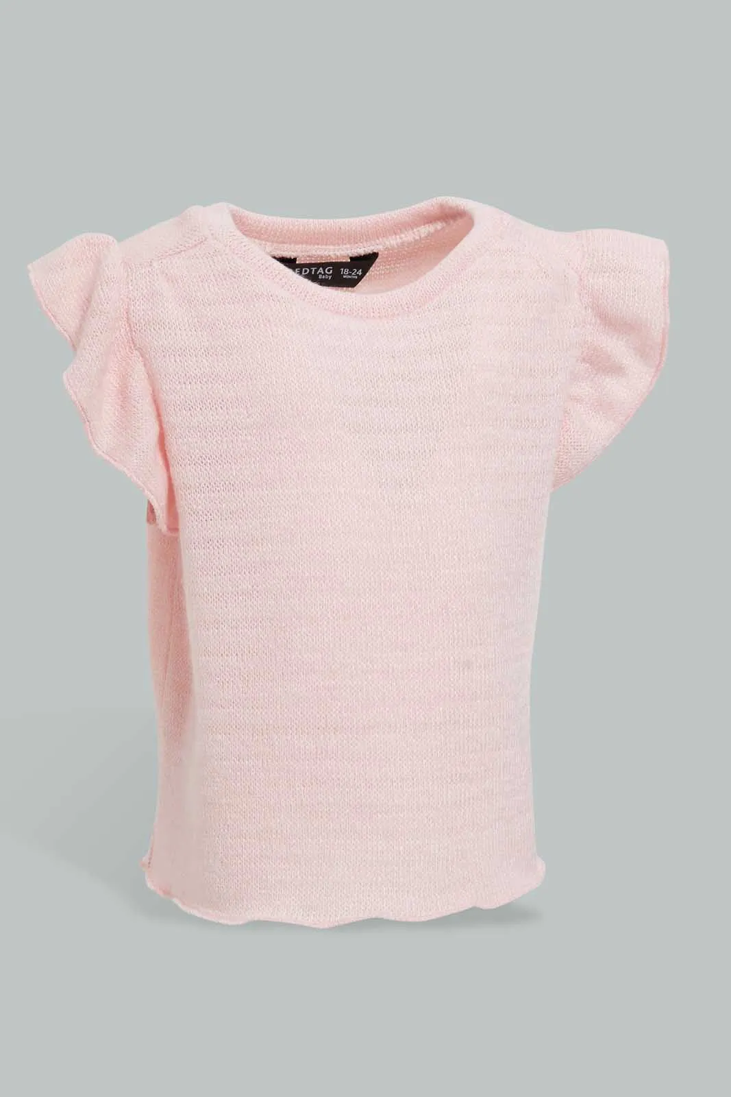 Pink Ruffled Sleeve T-Shirt For Baby Girls