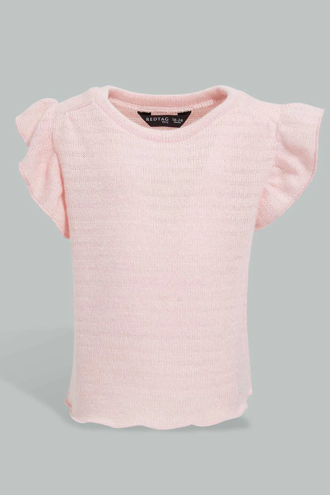 Pink Ruffled Sleeve T-Shirt For Baby Girls