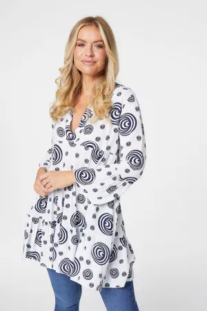 Polka Dot V-Neck Smock Dress