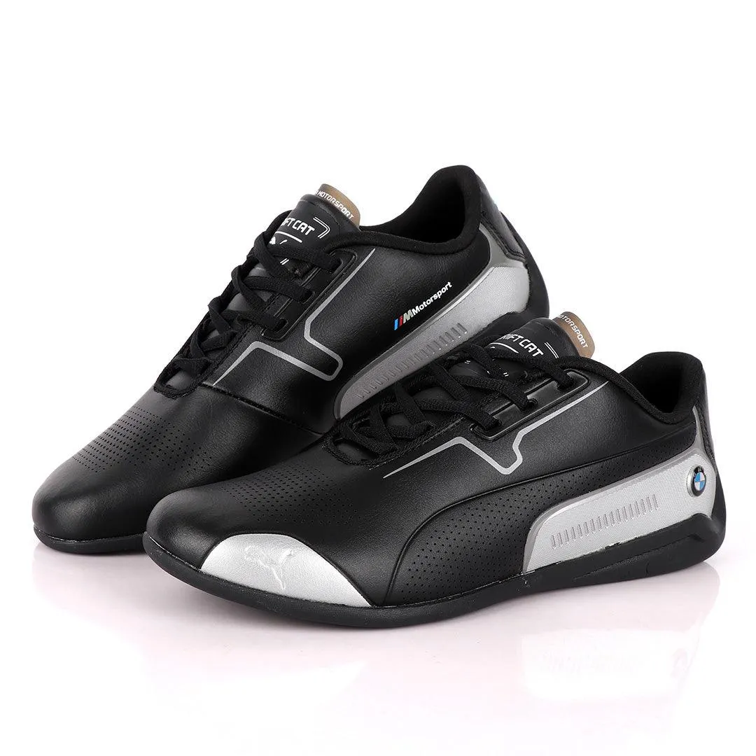 Puma Motor Sport Drift Cat Black Silver Leather Sneakers