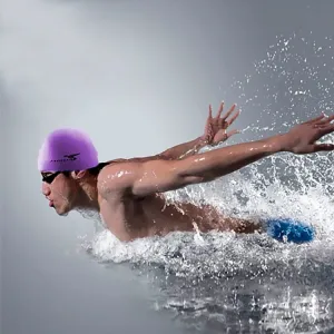 Pure Color Style Elastic Silicone Swimming Cap / Swimming Hat, SC309(Purple)