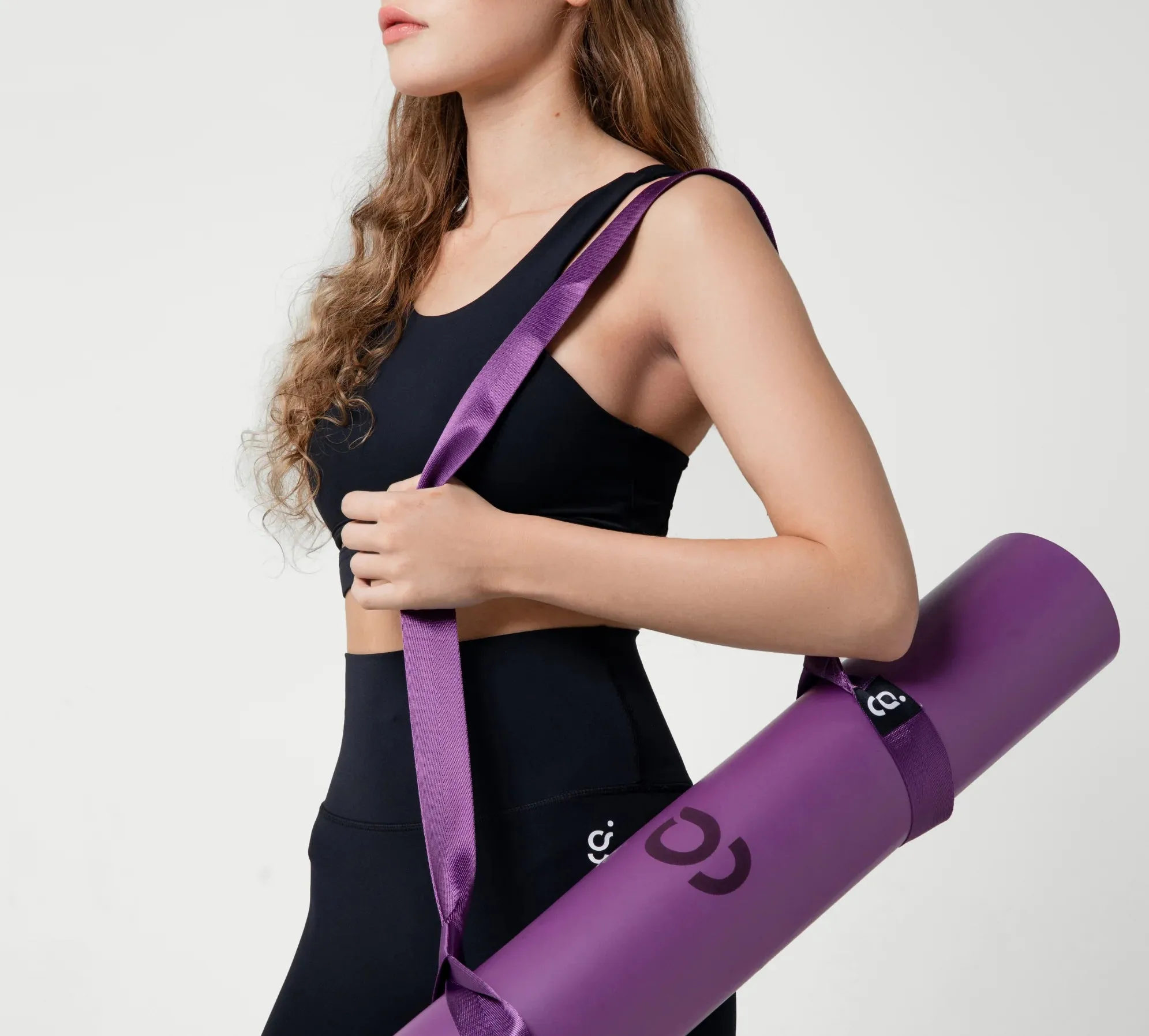 Purple Yoga Mat and Strap