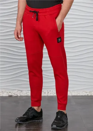 Red Luxe Zipper Jogger Pants