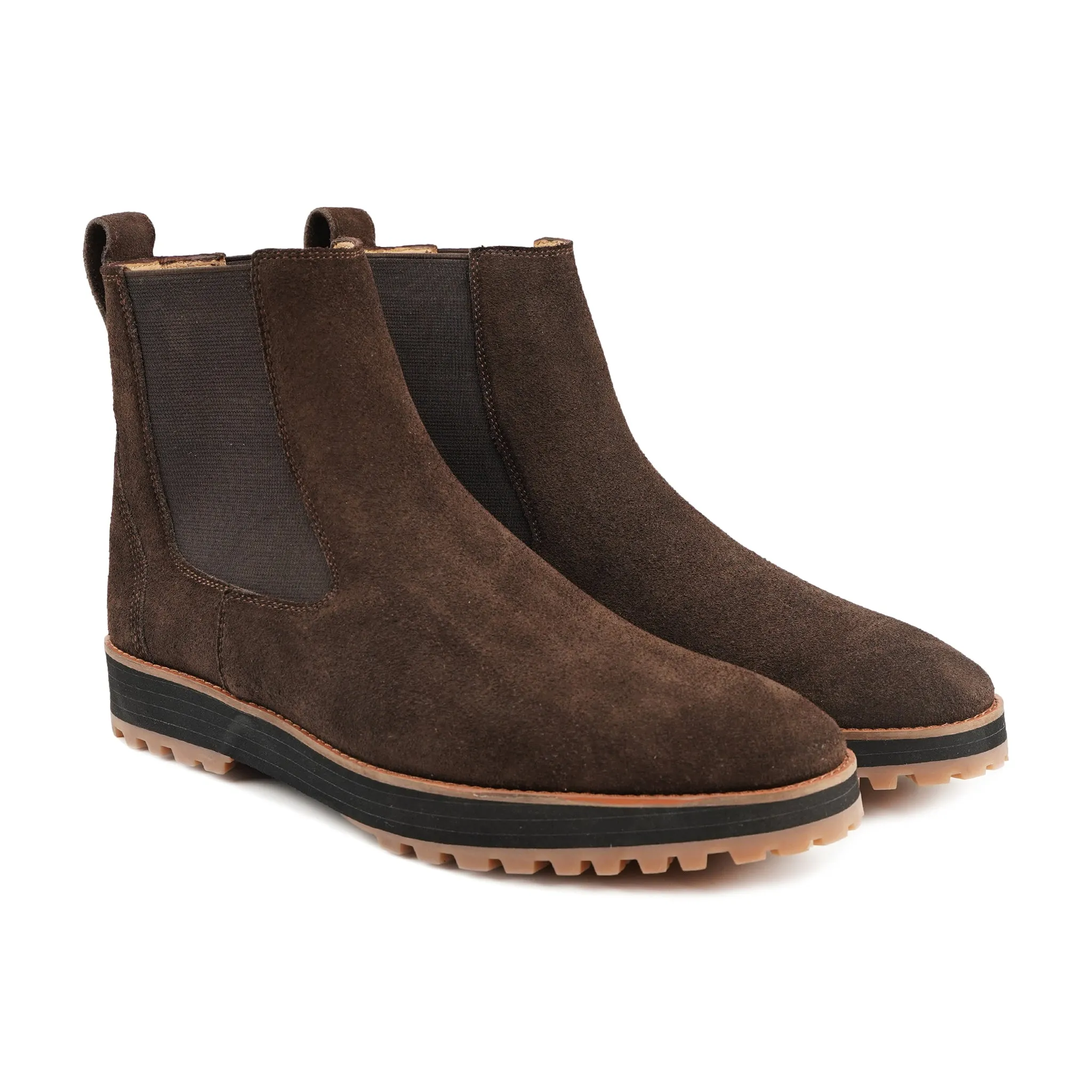 Reiko - Men's Dark Brown Kid Suede Chelsea Boot