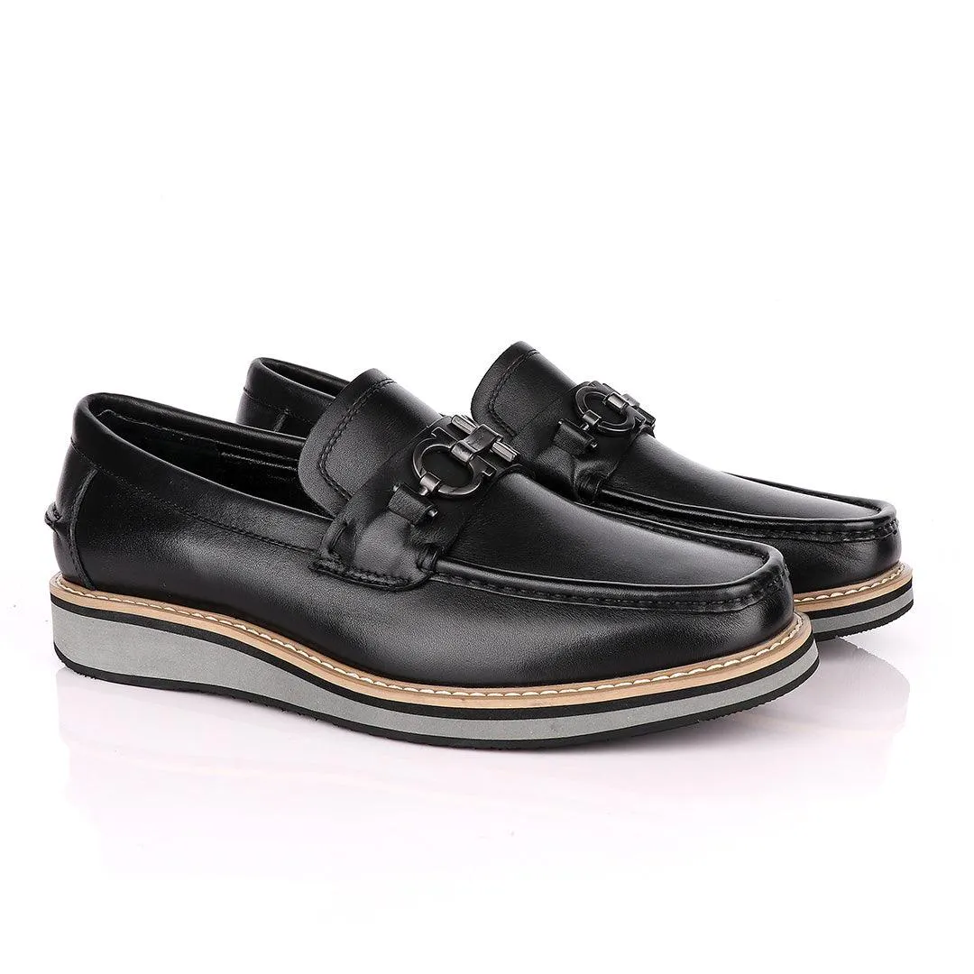 Salvatore Ferragamo Hybrid Leather Loafers -Black