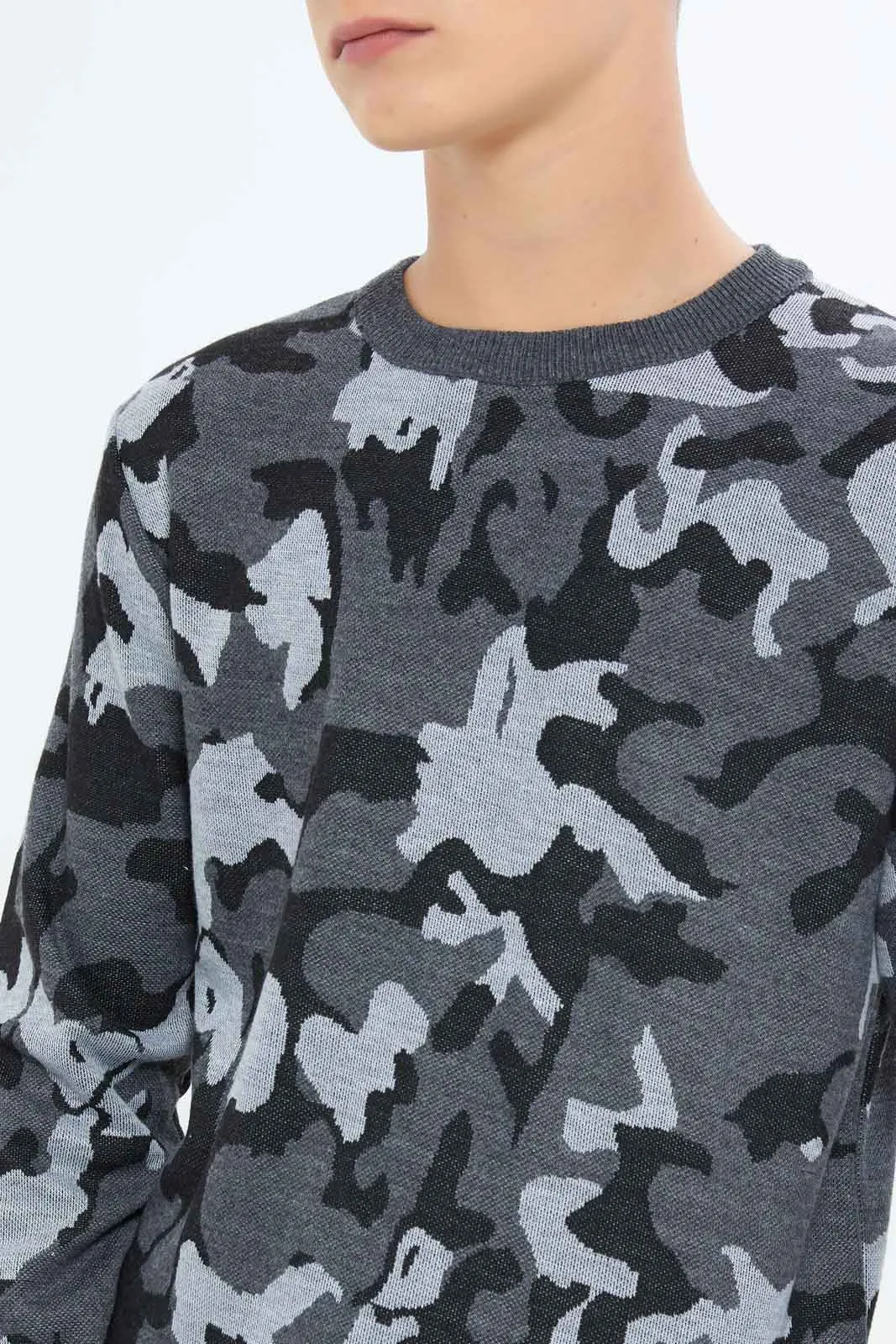 Senior Boys Grey Camo Pullover