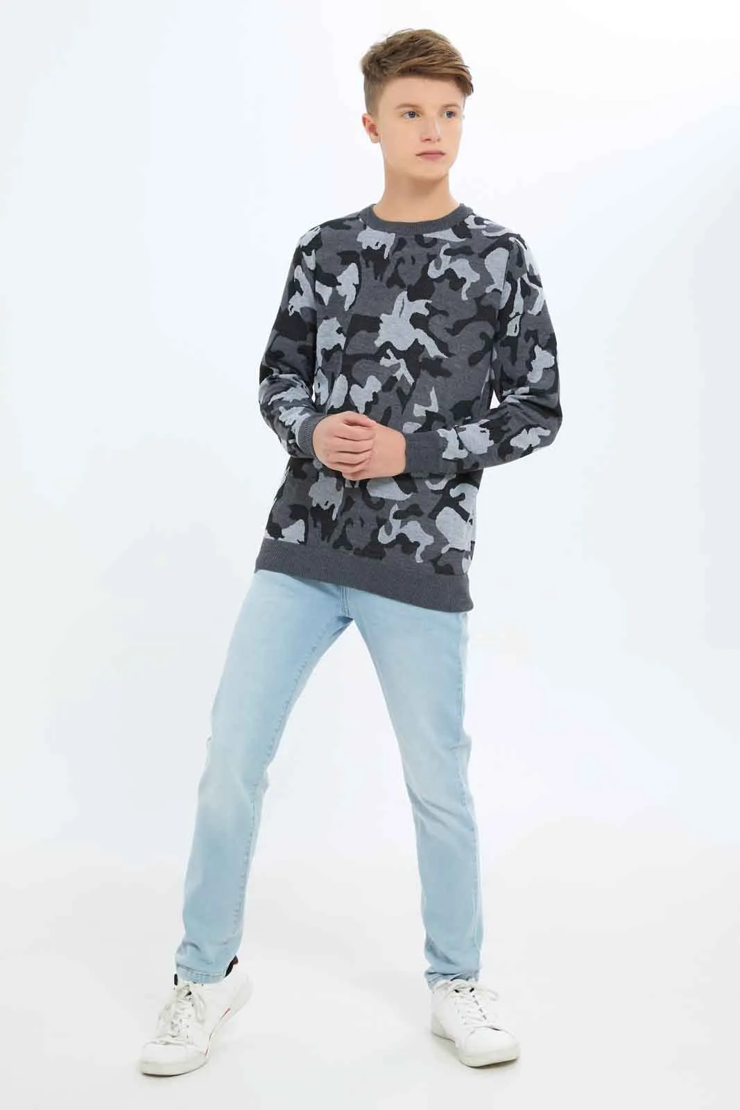 Senior Boys Grey Camo Pullover