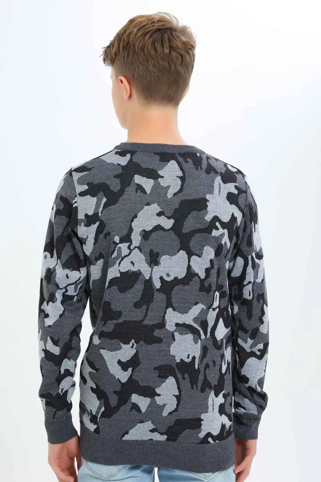 Senior Boys Grey Camo Pullover