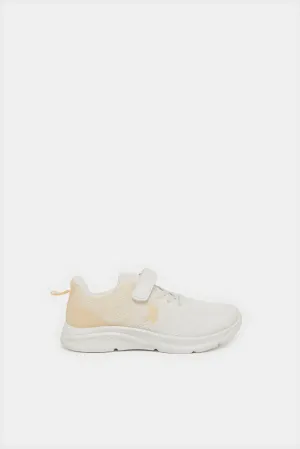 Senior Girls Cream Colour Block Trainer