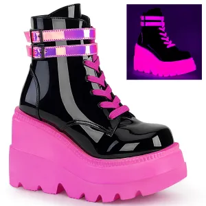 Shaker-52 Wedge Platform UV Neon Pink Boots