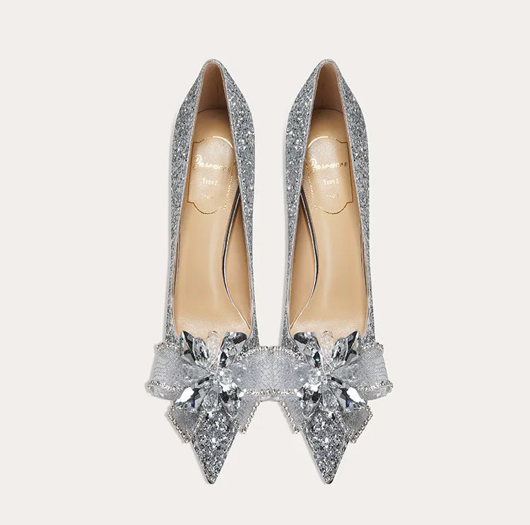 Shinny High Heels with Crystals Wedding Shoes