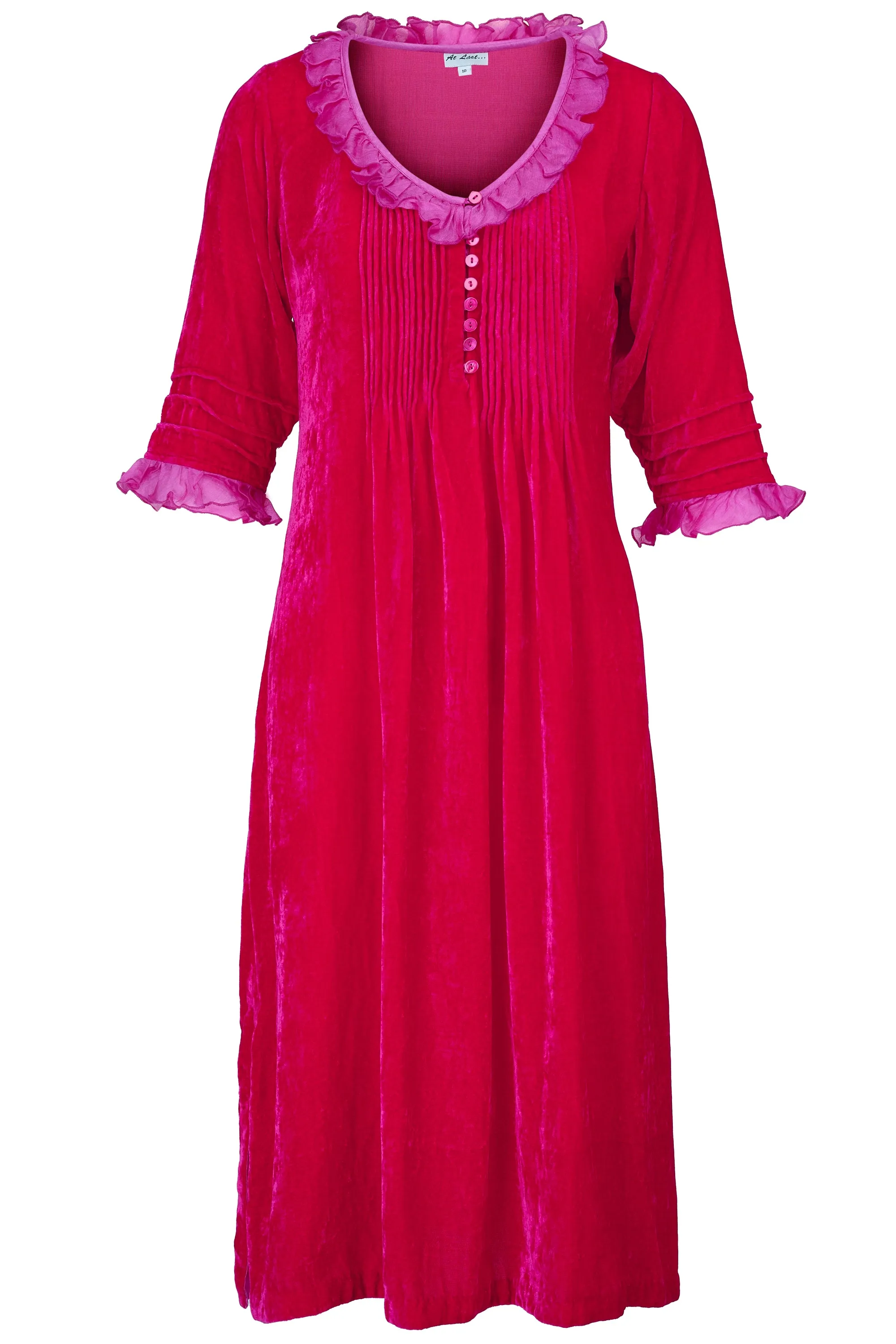 Silk Velvet Karen Dress in Hot Pink