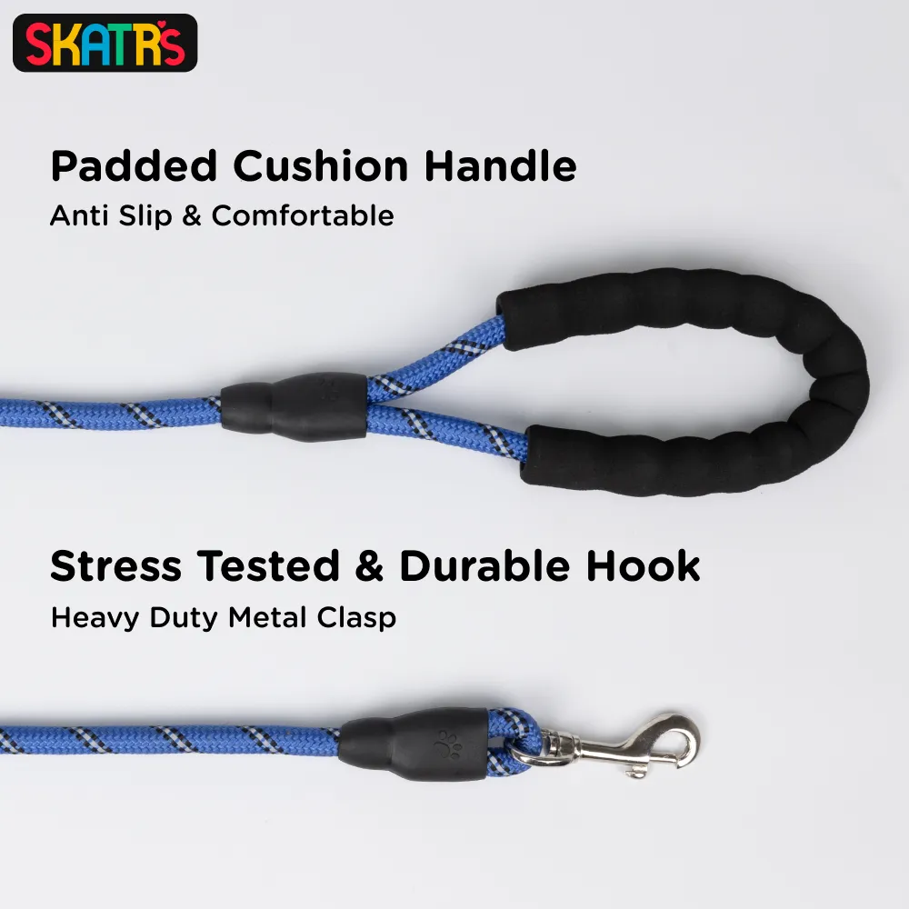 Skatrs Reflective Nylon Rope Leash for Dogs (Blue)