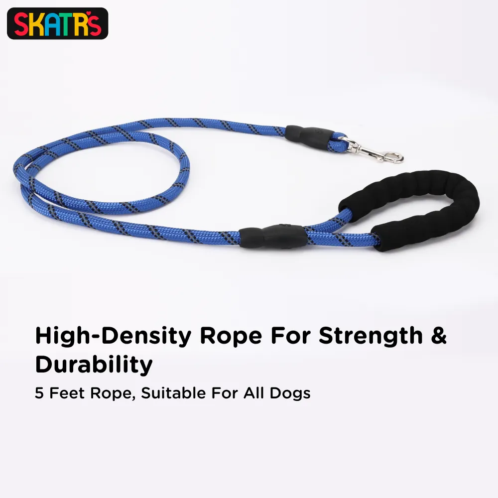 Skatrs Reflective Nylon Rope Leash for Dogs (Blue)